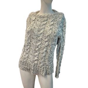 Jennifer Lopez Grey Sparkly Cable Knit Chunky Sweater XS fall Winter